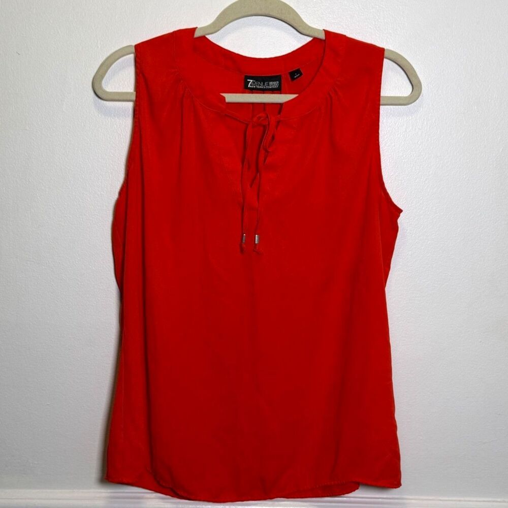 Coquette Office Chic Retro 7th Avenue Design Studio Red Sleeveless Blouse Top L